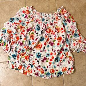Terra & Sky 2X Floral Women's Top flowy